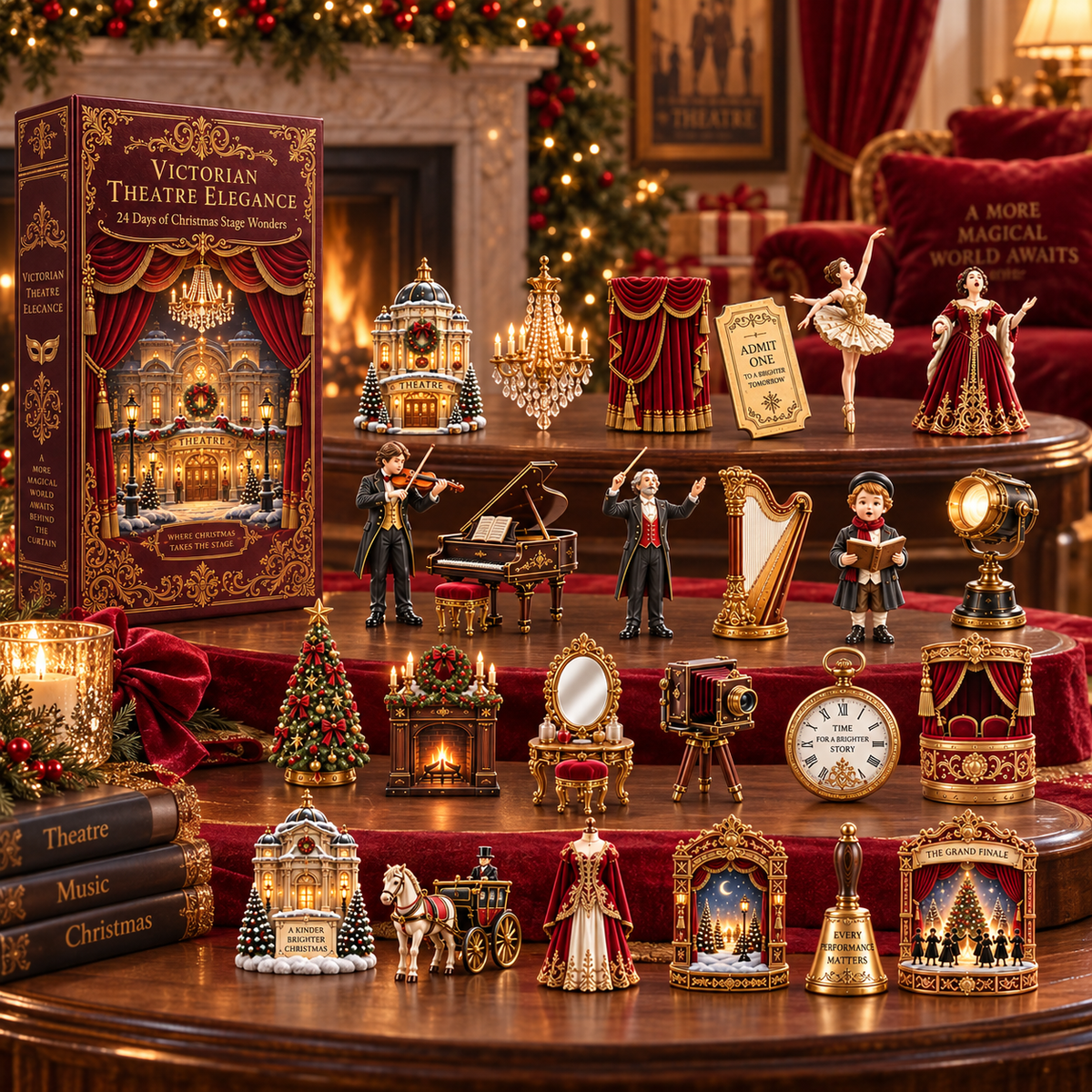 Victorian Theatre Elegance 2026 – 24 Days of Christmas Stage Wonders Collectible Countdown Calendar, 24 Unique Victorian Theatre Miniatures for Theatre Lovers