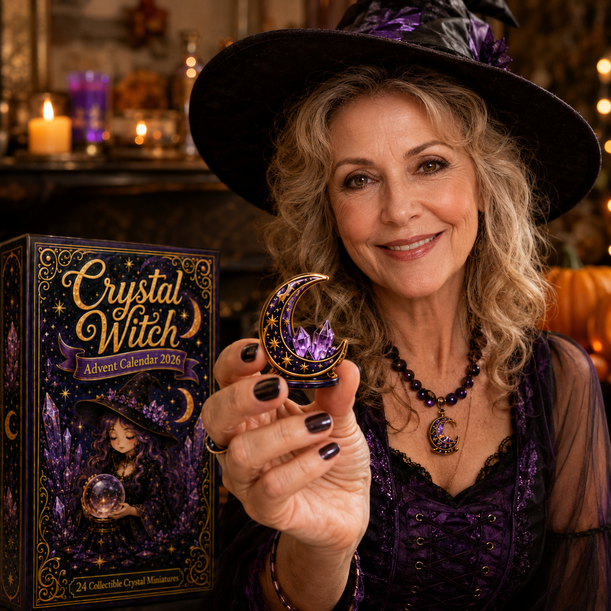 Crystal Witch Advent Calendar 2026 – 24 Days of Magical Crystal Miniatures, Mystical Witchy Collectibles & Enchanting Gifts for Fantasy Lovers, Acrylic Charms Blind Box