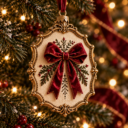 2026 Vintage Christmas Ornament Set – 5 Elegant Designs in Burgundy & Gold