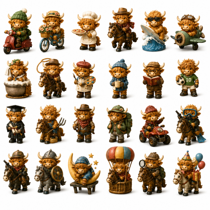 Highland Cow Adventures Advent Calendar 2026 – 24 Days of Unique Highland Cow Miniature Collectibles