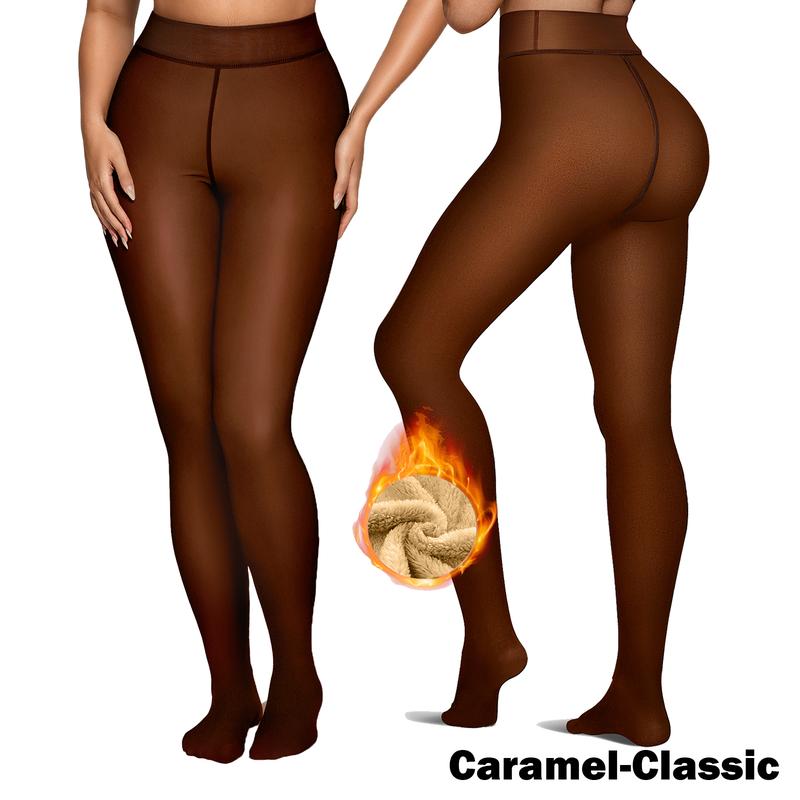 Women Fleece Lined Tights Body Slimming Leggings Sheer Fake Translucent Pantyhose 🧦