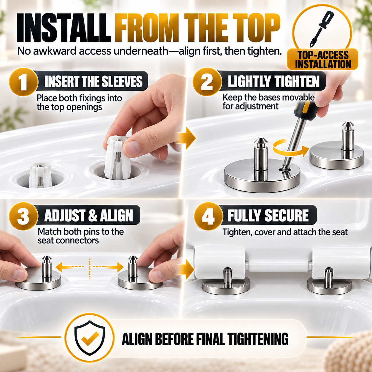 🔩 2-Pack Top-Fix Toilet Seat Hinge Bolts – Adjustable Anti-Wobble Replacement Kit - image 4