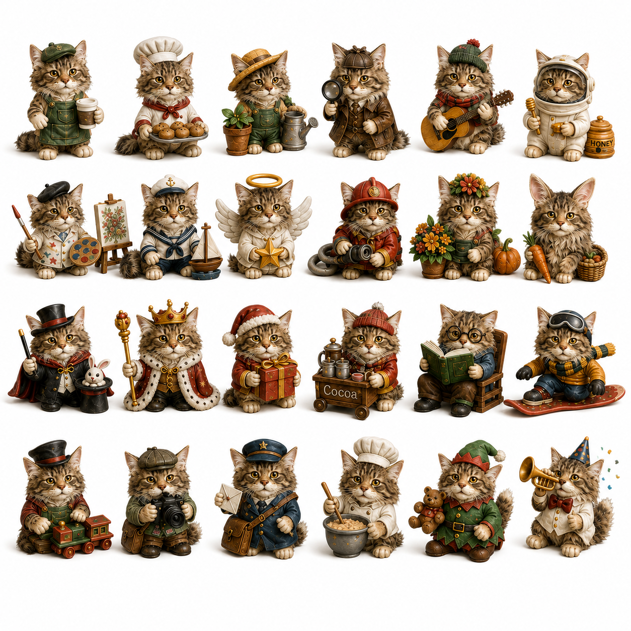 Maine Coon Jobs Advent Calendar 2026 – 24 Days of Unique Collectible Cat Miniatures, Christmas Countdown Gift for Maine Coon & Cat Lovers