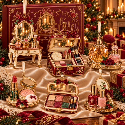 Vintage Glamour Christmas Ornaments – 6 Elegant Makeup & Beauty-Themed Holiday Decorations | Perfect Christmas Gifts for Makeup Lovers & Beauty Enthusiasts 🎄💄✨