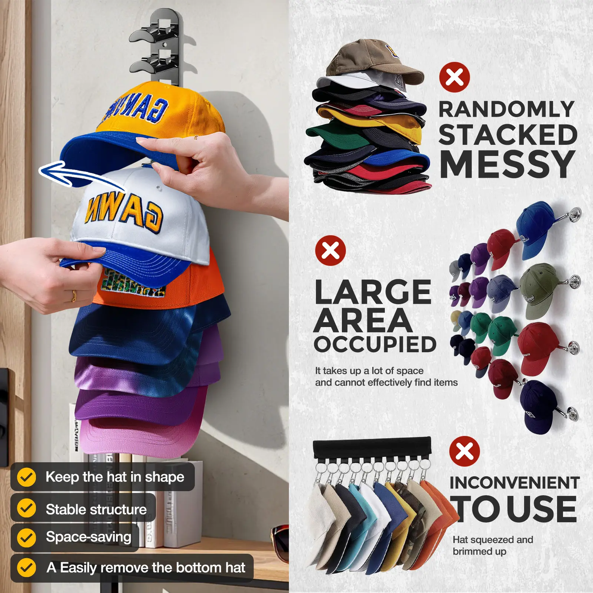 🧢Wall-mounted hat rack – each rack can hold 10 hats🧢 - image 2
