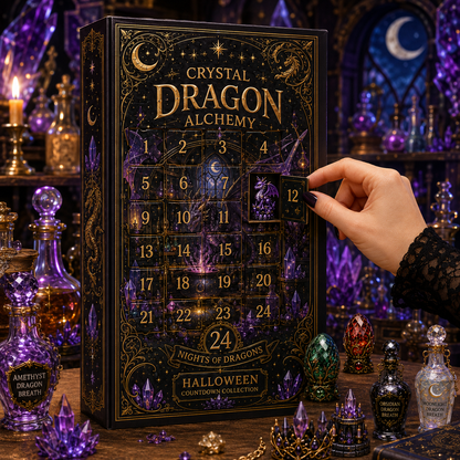 Crystal Dragon Alchemy Halloween Countdown Collection – 24 Nights of Dragons, Crystal Eggs & Magical Potion Miniatures for Fantasy Collectors