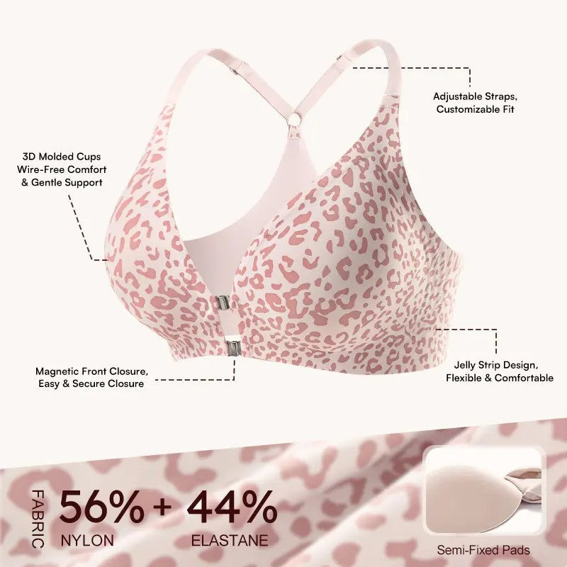Women's Front Closure Elasticity Bralette, Easy On & Off, Light Support, Deep V-Neck Racerback 👙