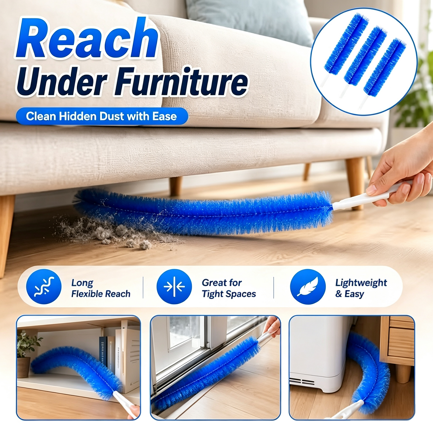 2 Counts Bendable Microfiber Head,Reusable Dust Remover💨 - image 4