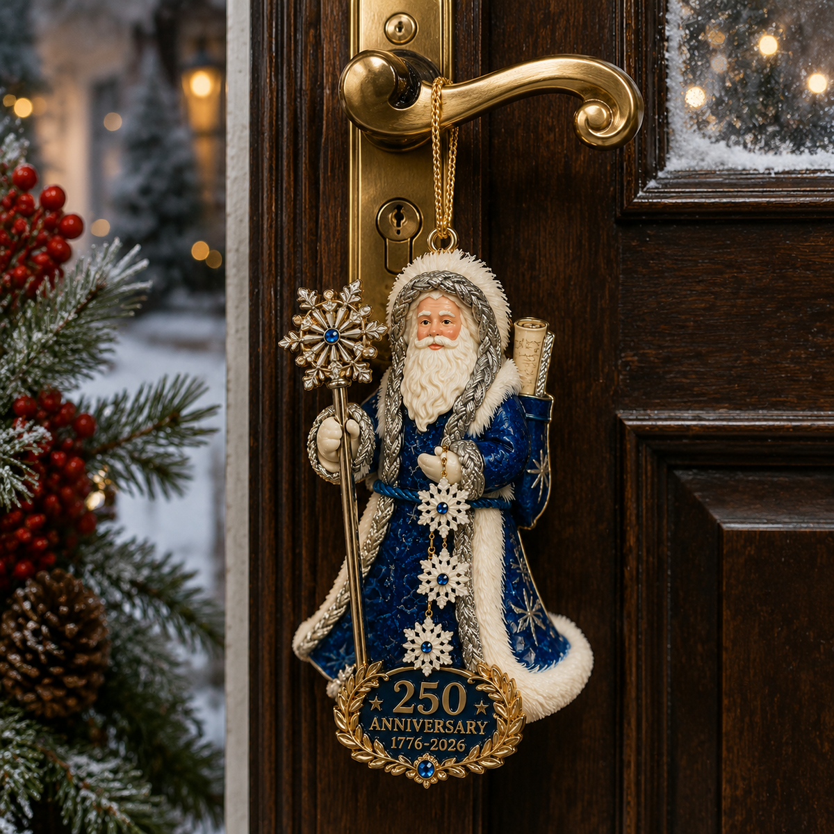 ✨250th Anniversary Snowflake Santa Ornament for the Christmas Tree