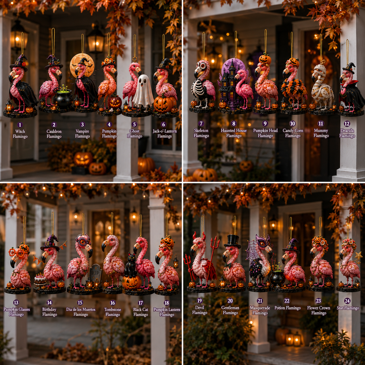 ✨24-Day Christmas Countdown Advent Calendar –Halloween Flamingo Ornament