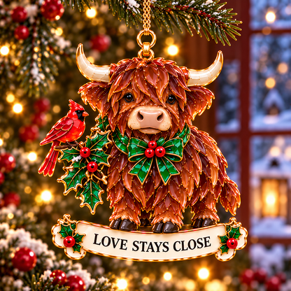 2026 Highland Cow Christmas Ornaments – 6 Festive Designs with Stained-Glass Charm & Heartwarming Wishes