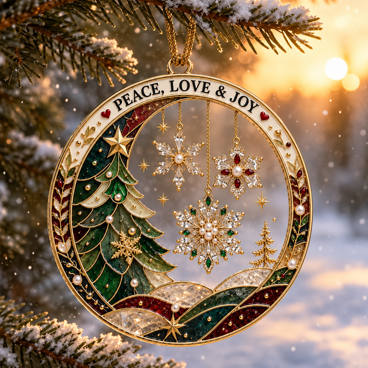 2026 Christmas Blessings Hanging Ornaments – 9 Festive Designs with Holiday Scenes, Stars & Snowflakes