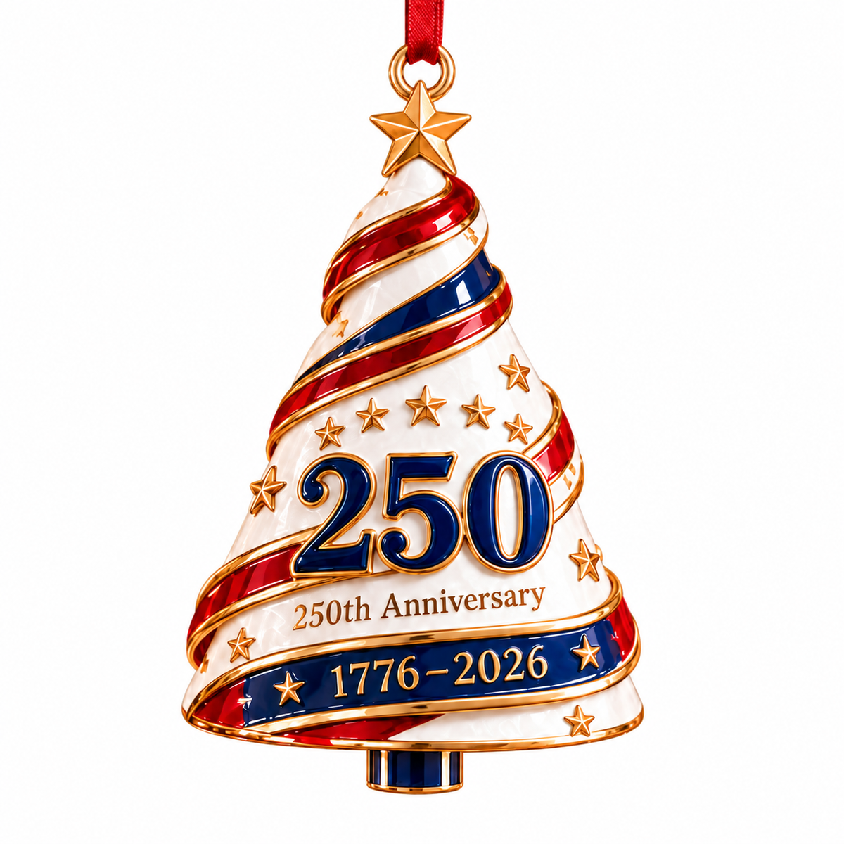 2026 Patriotic Christmas Tree Ornaments –  250th Anniversary Keepsake Collection, 1776–2026