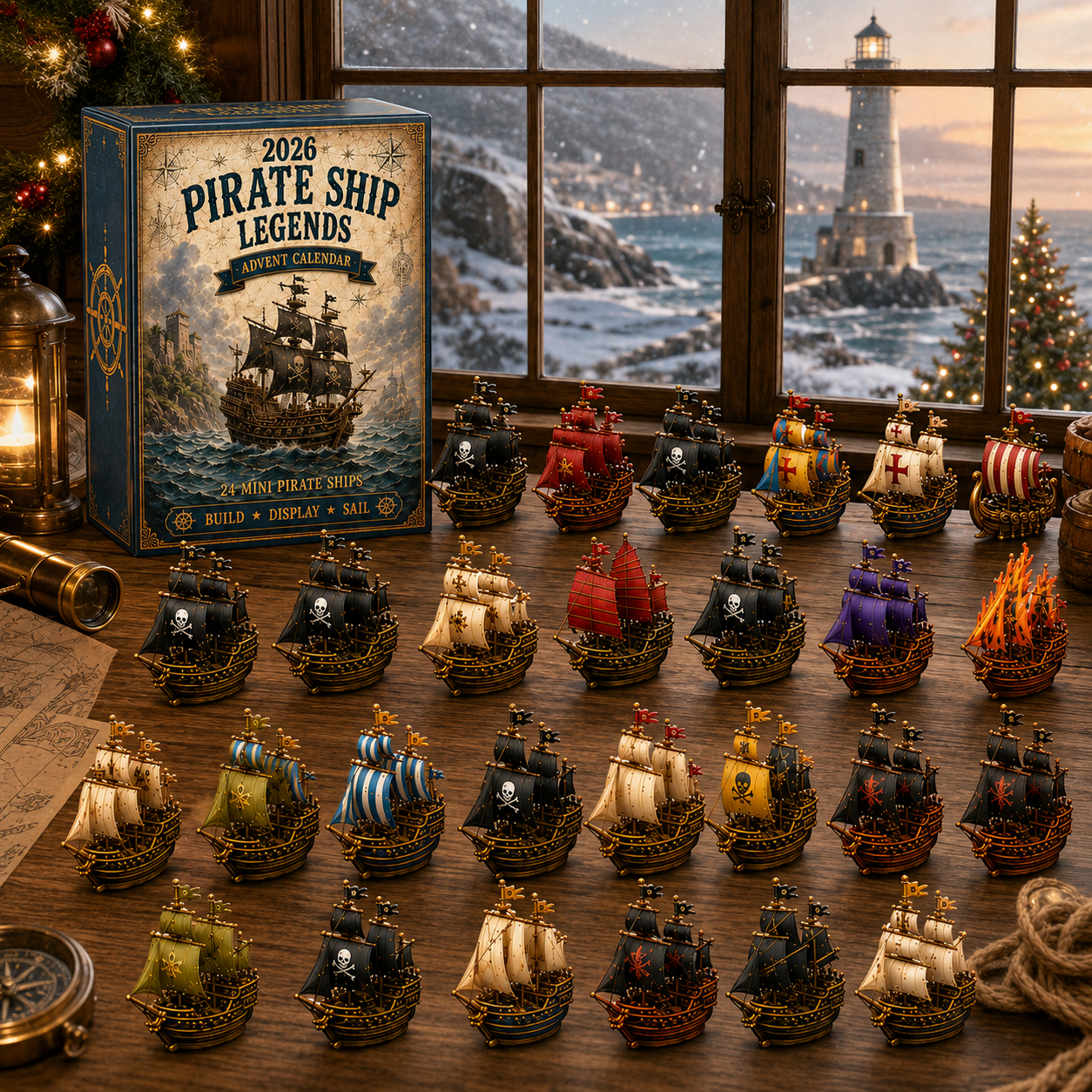 ⚓Pirate Ship Legends Advent Calendar 2026 – 24 Days of High Seas Adventure, Collector-Grade Miniature Ships, Acrylic Charms Blind Box
