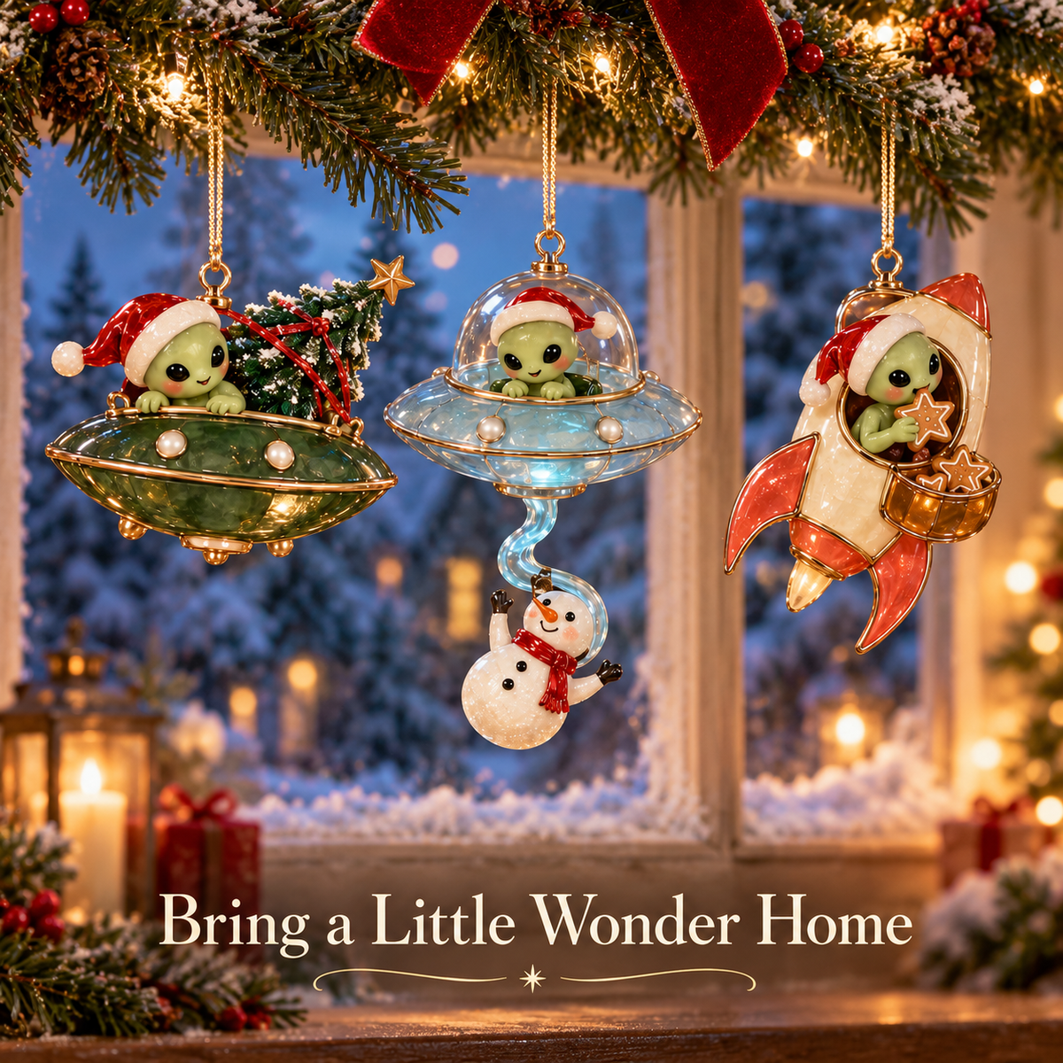 Cosmic Christmas Alien Ornaments – 6 Whimsical Holiday Designs