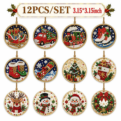 6Pcs/12Pcs Christmas DIY Diamond Painting Ornaments Kit, Xmas Tree Hanging Pendant🎄 - image 17