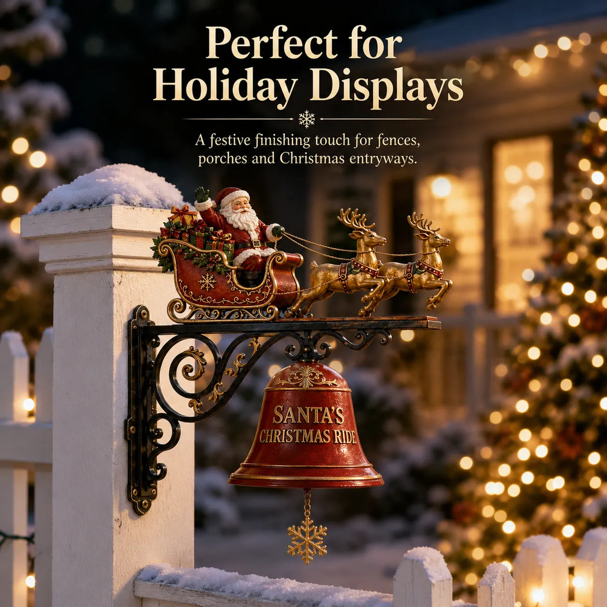 🎅 Santa Sleigh with Reindeer & Bell | 3D Christmas Outdoor Decoration - image 9