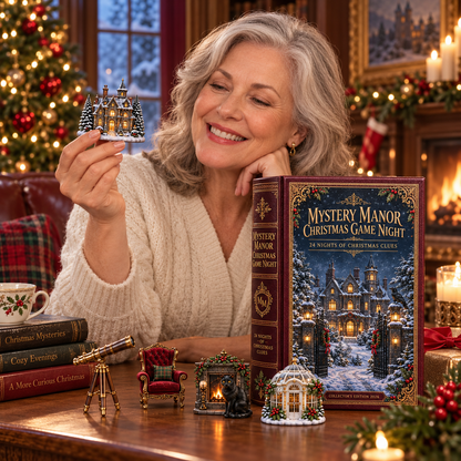 Mystery Manor Christmas Game Night 2026 – 24 Nights of Christmas Clues Countdown Calendar with 24 Unique Collectible Miniatures, Vintage Manor Mystery Gift for Puzzle & Game Lovers