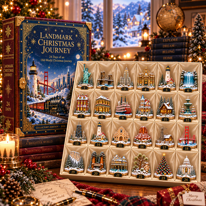 2026 Landmark Christmas Journey 24-Day Countdown Calendar – 24 Unique Iconic Landmark Miniatures, Winter Travel Advent Collection & Christmas Gift for Travelers