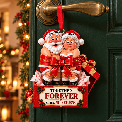 2026 Naughty & Nice Santa & Mrs. Claus Ornament – “Together Forever” Funny Christmas Gift for Couples