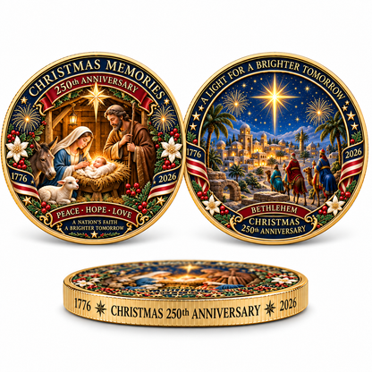2026 "Christmas Memories" - 250th Anniversary Commemorative Coin, a double-sided holiday collectible.