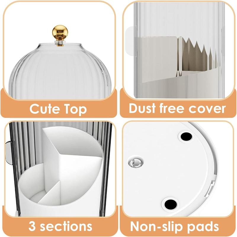 360° Rotating Toothbrush Holder with Cover - Clear Compact Vanity Organizer - image 3