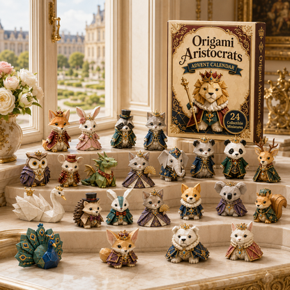 Origami Aristocrats 24-Day Advent Calendar – 24 Collectible  Royal Animal Figurines, Luxury Christmas Countdown Gift Set for Animal Lovers & Collectors