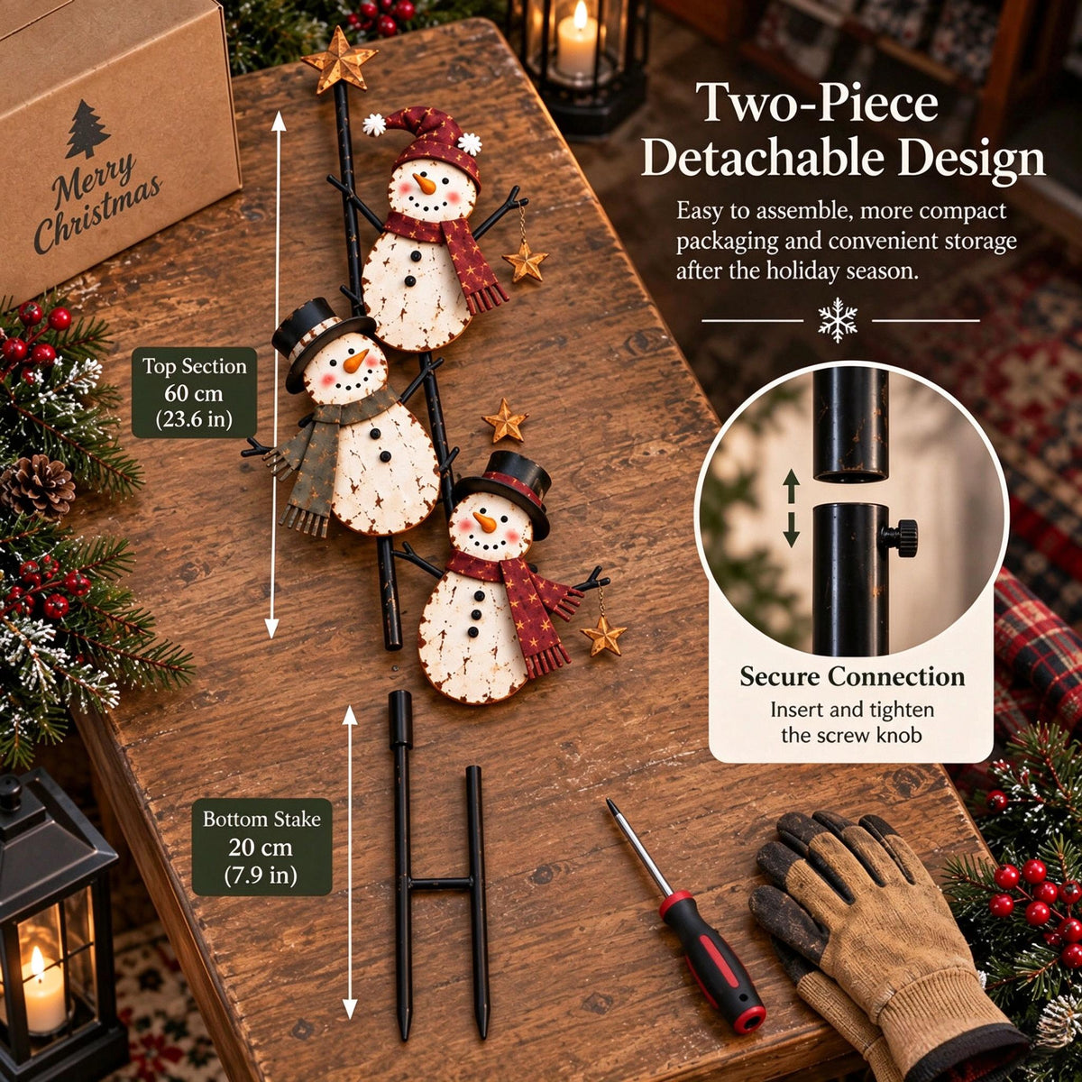 ⛄ Christmas Snowman Yard Stake – Whimsical Holiday Outdoor Decoration - image 4