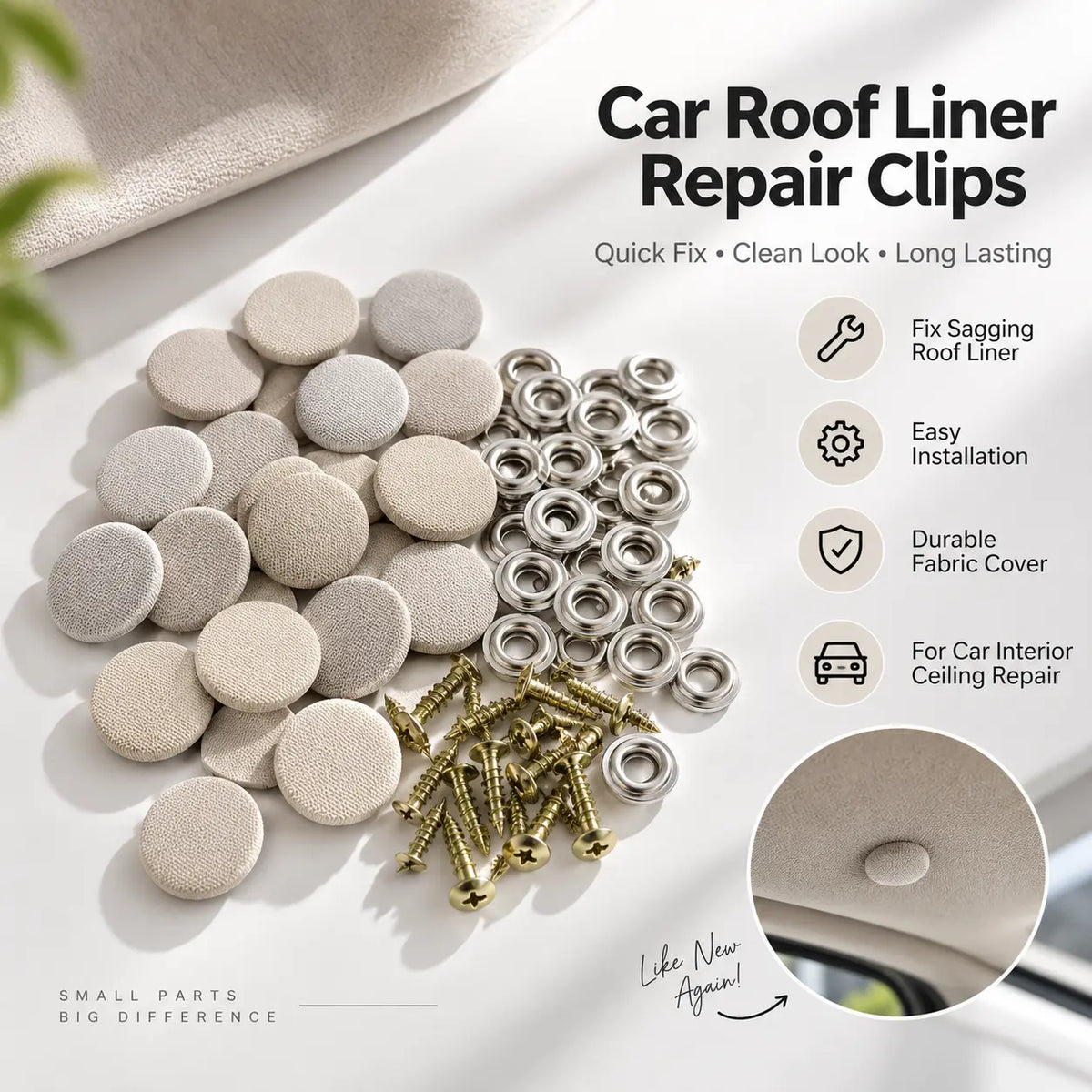 50 Pack Car Roof Headliner Repair Buttons, Fabric Covered Retainer Screws 🚗 - image 3