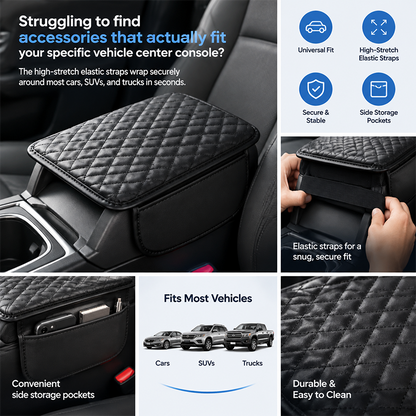 Multifunctional Car Armrest Box Cushion with Built-in Storage Bag 🚙