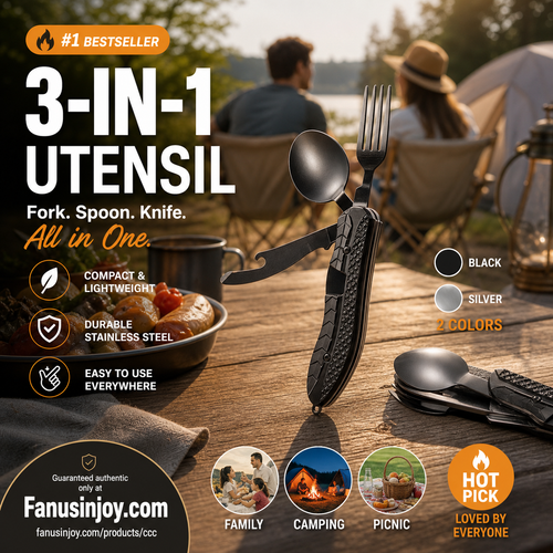 🎉🎉Surprise 50% off！🏕️Must-have for outdoor trips 🍴🥄4-In-1 Outdoor Folding Multifunctional Tableware - image 1