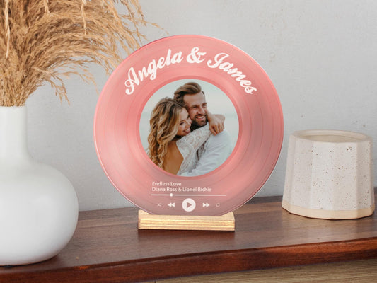 Personalized Vinyl Record with Photo - Acrylic Song Plaque
