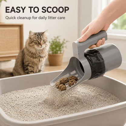 Large-Capacity Cat Litter Scoop with Integrated Trash Can - image 1