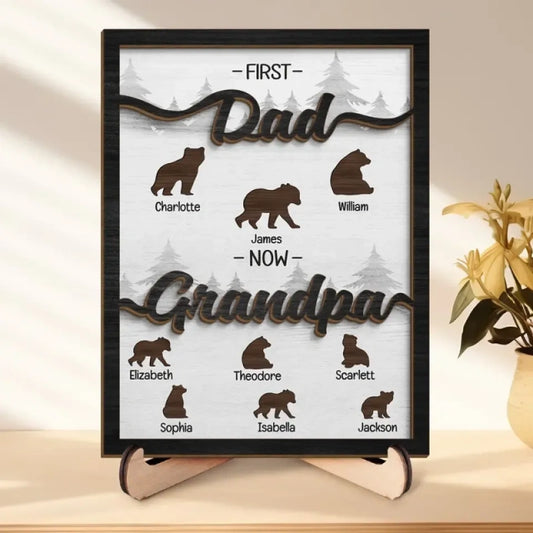 Personalized Papa Bear Sign With Kids Name-Custom Father's Day Gift