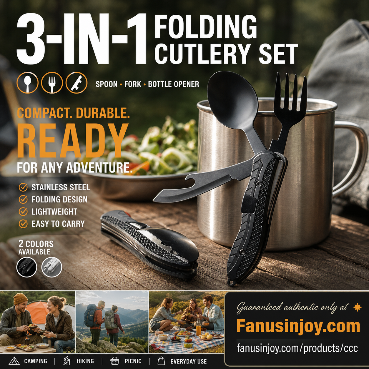 🎉🎉Surprise 50% off！🏕️Must-have for outdoor trips 🍴🥄4-In-1 Outdoor Folding Multifunctional Tableware - image 3