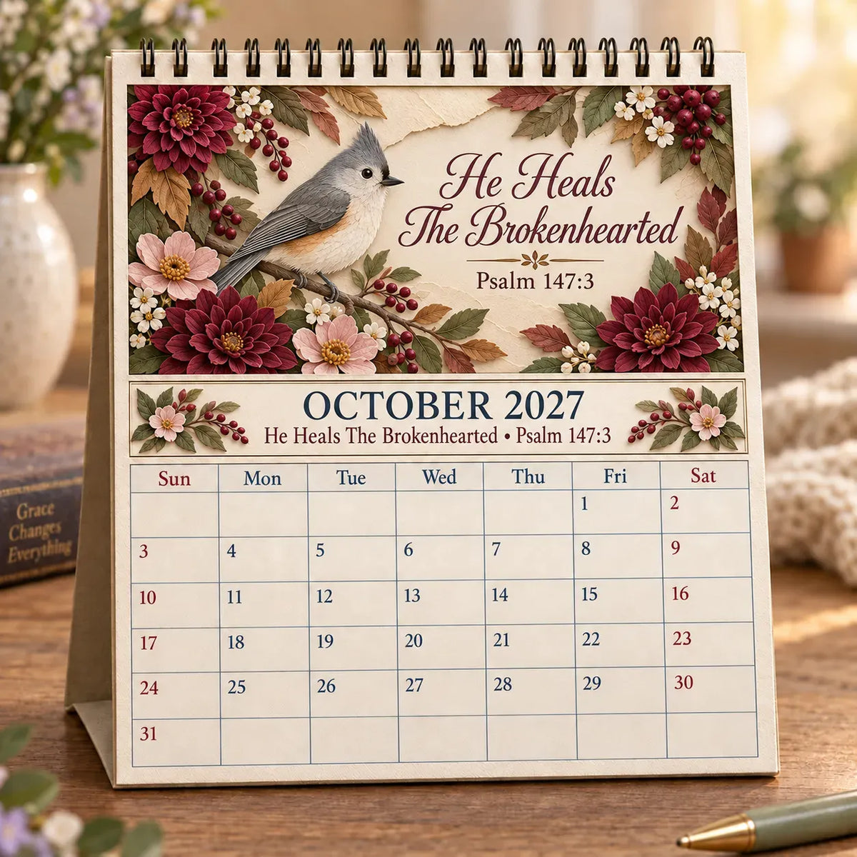 ✝️ 3D Christian Calendar 2027 | 12 Scripture Designs with Nature Scenes, Birds & Flowers for Faith-Filled Homes & Meaningful Gifts 🎁 - image 14