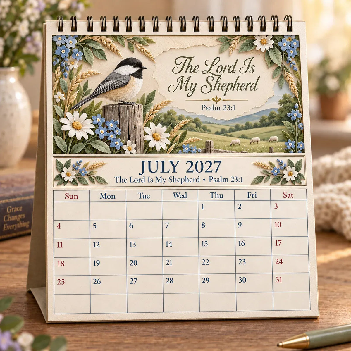 ✝️ 3D Christian Calendar 2027 | 12 Scripture Designs with Nature Scenes, Birds & Flowers for Faith-Filled Homes & Meaningful Gifts 🎁 - image 5