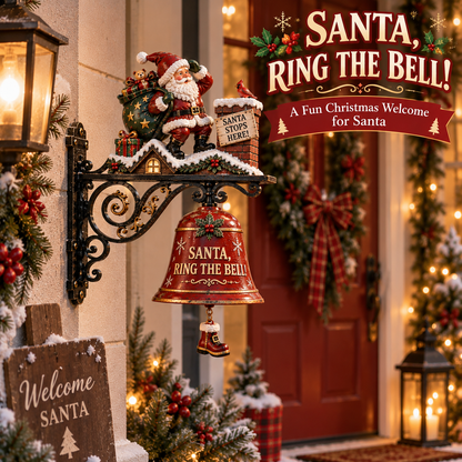 🎅 Santa, Ring the Bell! Iron Christmas Door Bell — Vintage Holiday Porch & Entryway Decor - image 2