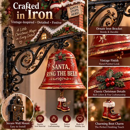 🎅 Santa, Ring the Bell! Iron Christmas Door Bell — Vintage Holiday Porch & Entryway Decor - image 4