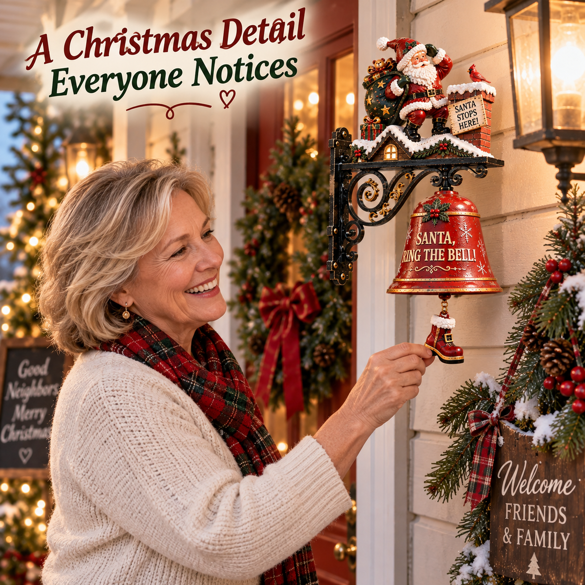 🎅 Santa, Ring the Bell! Iron Christmas Door Bell — Vintage Holiday Porch & Entryway Decor - image 5