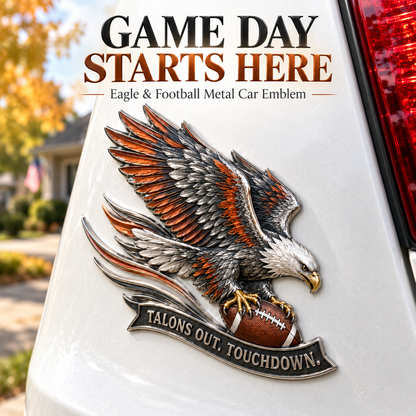 🦅 "Talons Out. Touchdown!" Premium Metal Eagle Car Emblem 5.9“*5.9” | The Ultimate Football Fan Decal - image 1