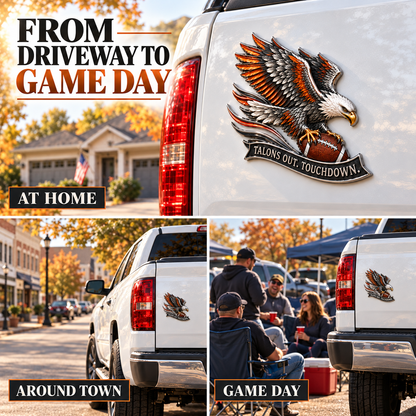 🦅 "Talons Out. Touchdown!" Premium Metal Eagle Car Emblem 5.9“*5.9” | The Ultimate Football Fan Decal - image 4