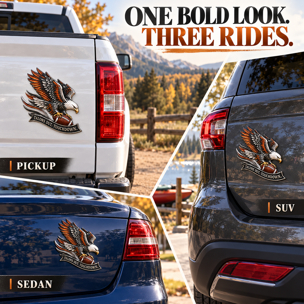 🦅 "Talons Out. Touchdown!" Premium Metal Eagle Car Emblem 5.9“*5.9” | The Ultimate Football Fan Decal - image 5