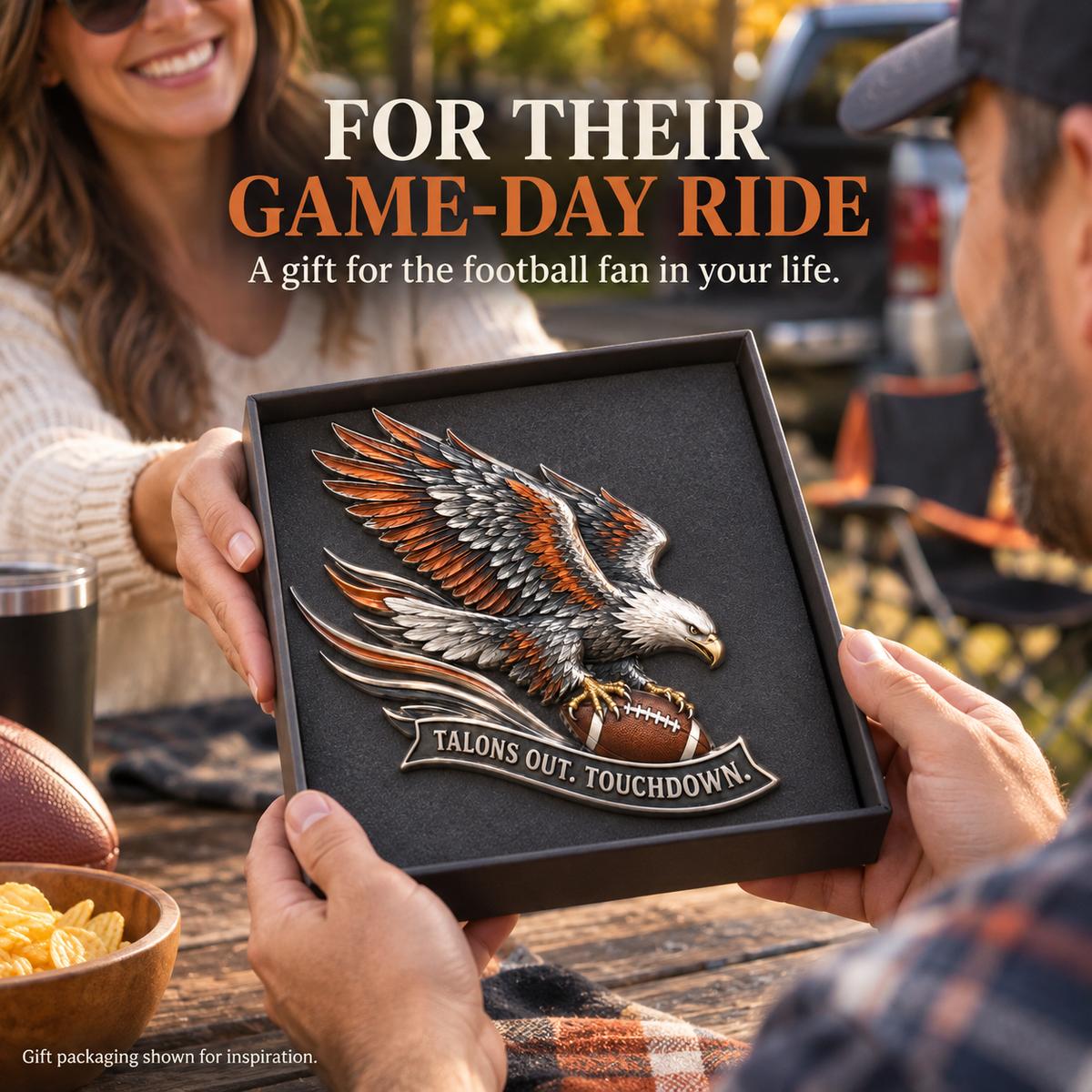 🦅 "Talons Out. Touchdown!" Premium Metal Eagle Car Emblem 5.9“*5.9” | The Ultimate Football Fan Decal - image 6
