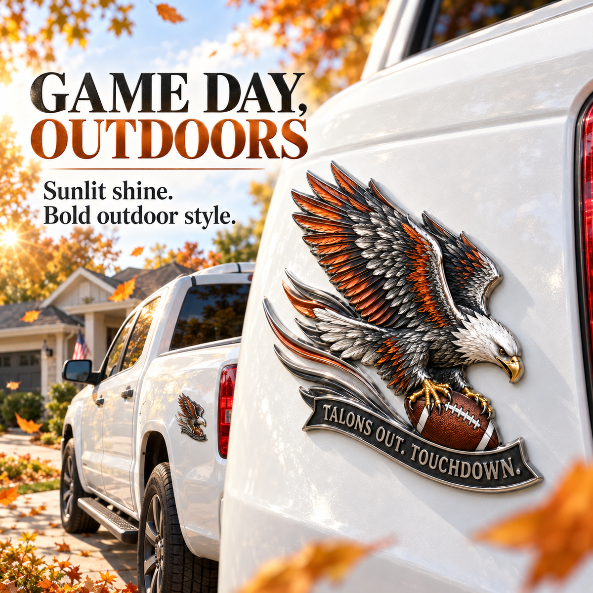 🦅 "Talons Out. Touchdown!" Premium Metal Eagle Car Emblem 5.9“*5.9” | The Ultimate Football Fan Decal - image 9