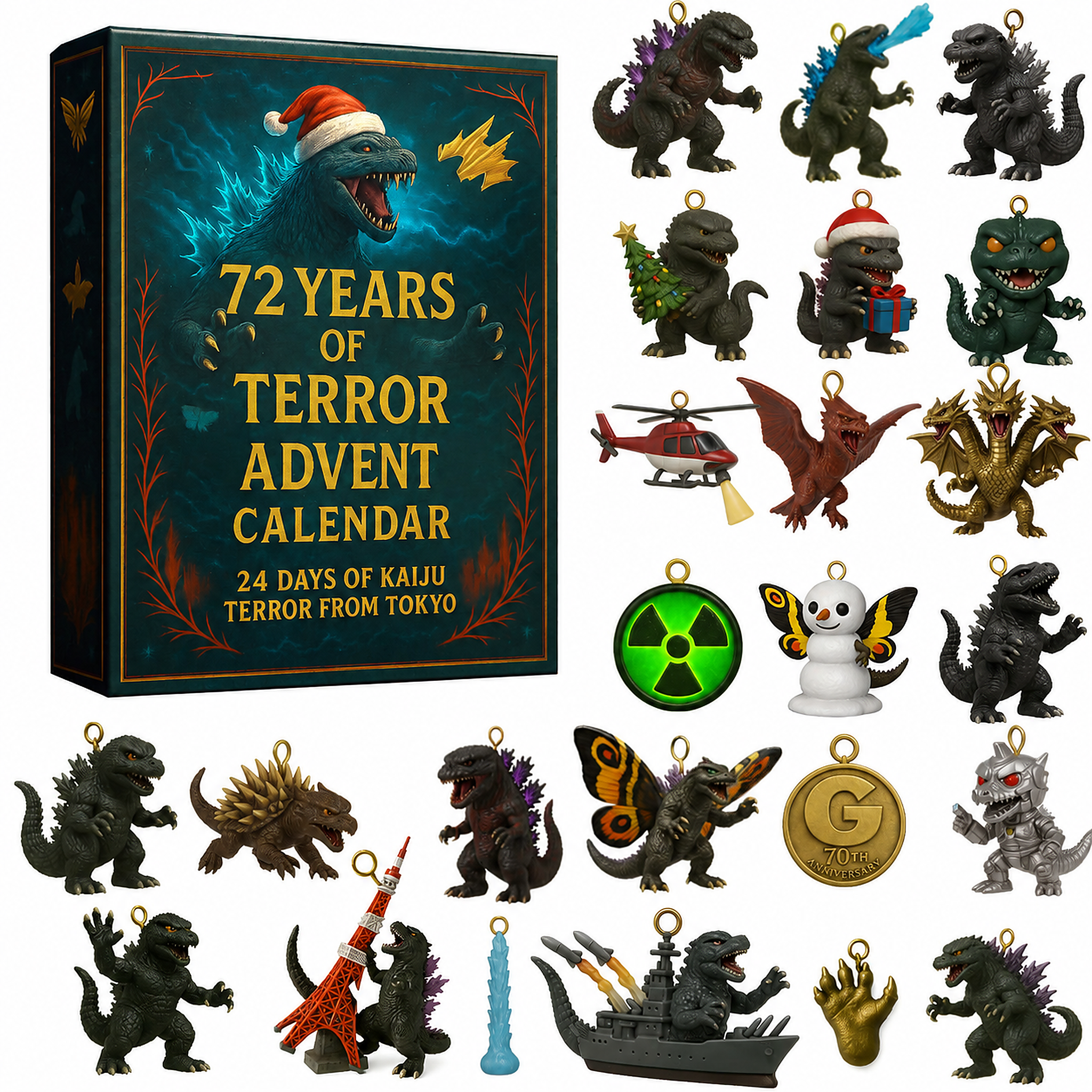 High-quality miniature model🦖Godzilla Kaiju Advent Calendar, 24‑Day Christmas Countdown Calendar