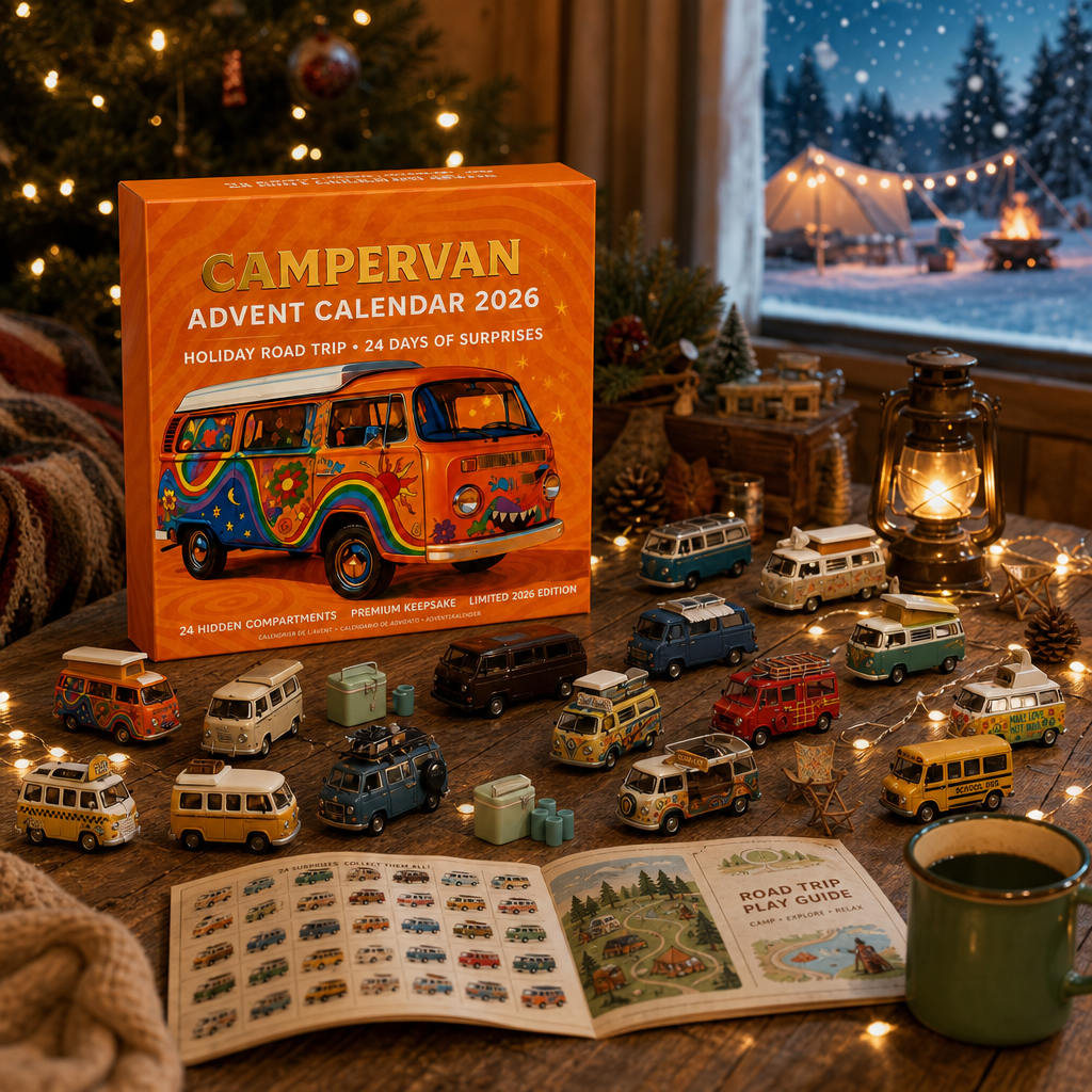 High-quality miniature model✨2026 Campervan Advent Calendar – 24 Vintage Mini Camper Van Collectible Figurines