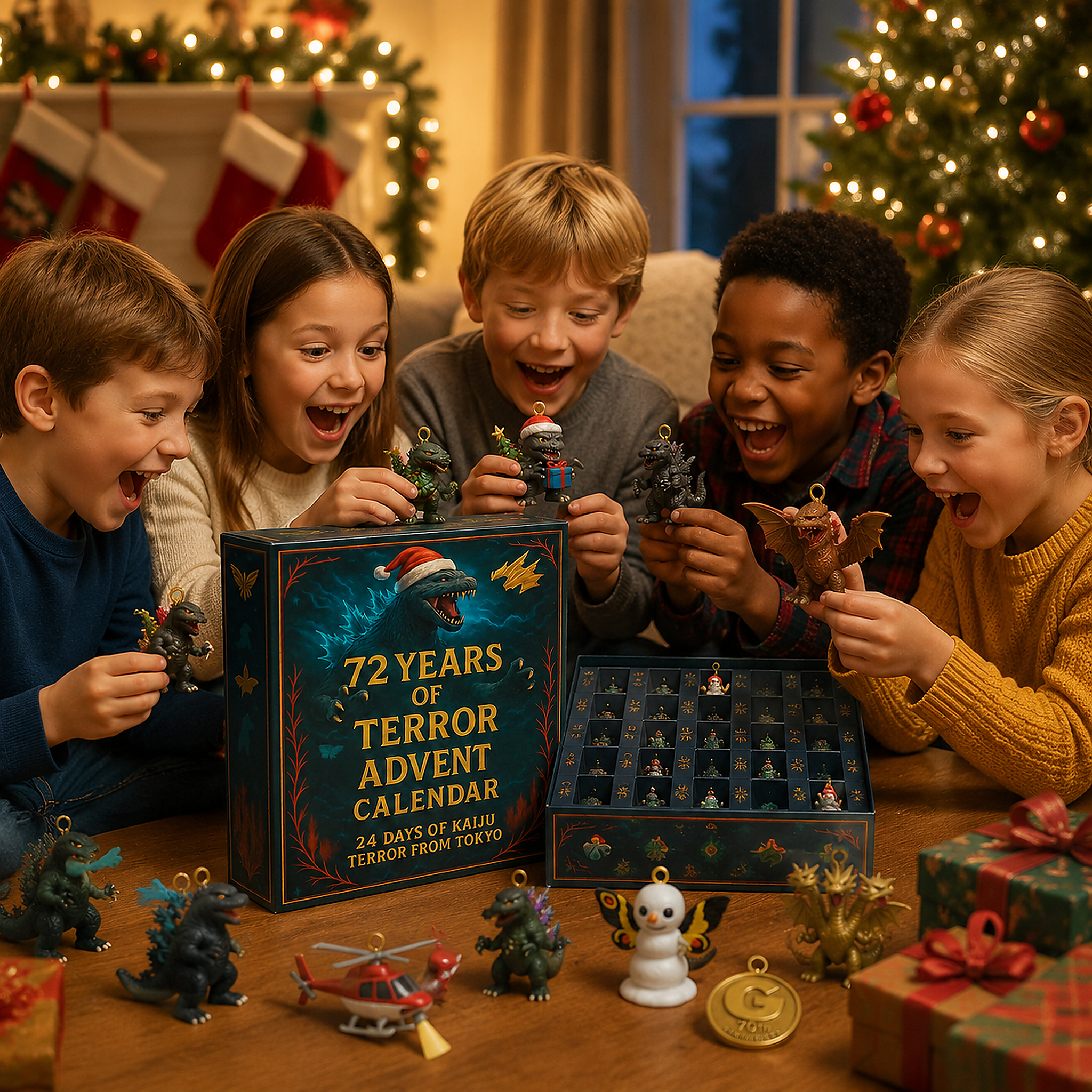 High-quality miniature model🦖Godzilla Kaiju Advent Calendar, 24‑Day Christmas Countdown Calendar