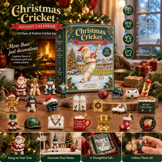Christmas Cricket Advent Calendar 2026 - 24-Day Festive Countdown, Acrylic Charms Blind Box - Gift For Cricket Lovers AC0NT296 - image 1