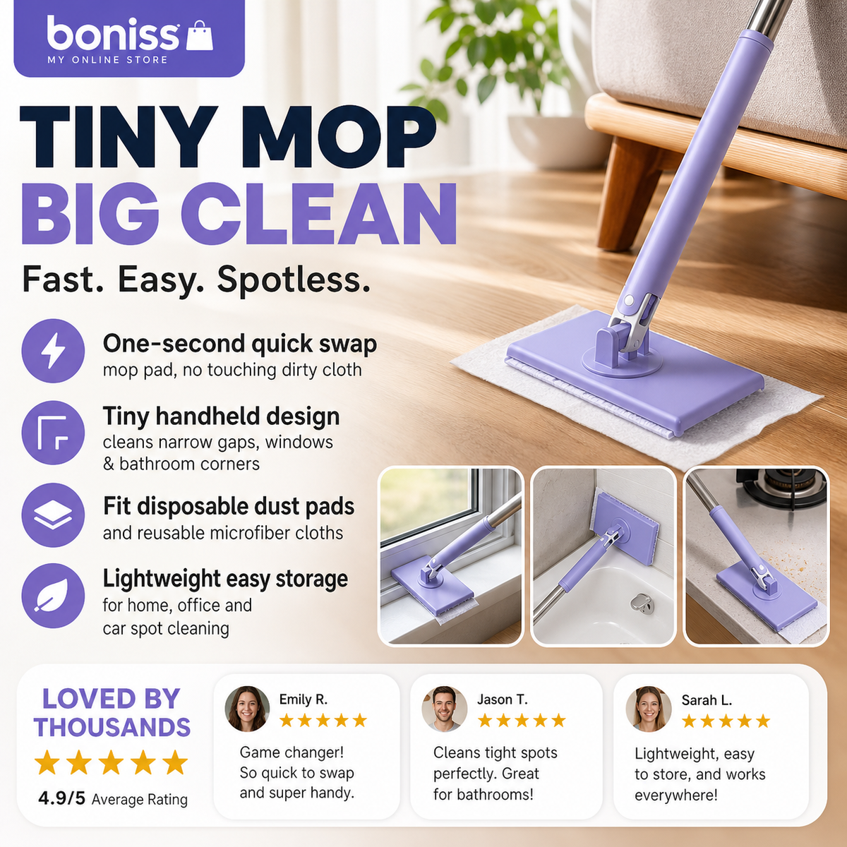🧹 Automatic Cloth-Changing Mini Mop for Quick Everyday Cleaning - image 3